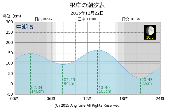 神奈川県 根岸のタイドグラフ