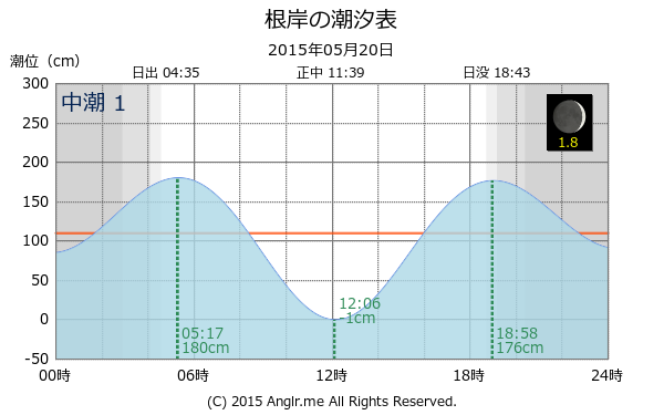 神奈川県 根岸のタイドグラフ