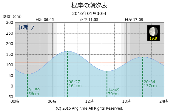 神奈川県 根岸のタイドグラフ