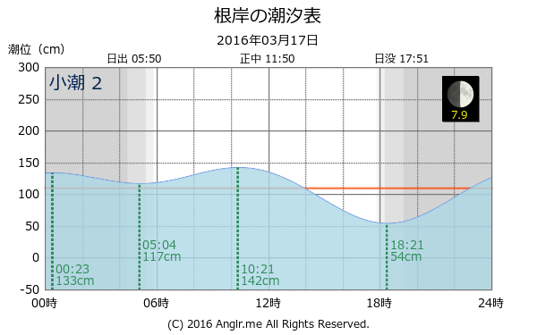 神奈川県 根岸のタイドグラフ