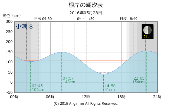 神奈川県 根岸のタイドグラフ