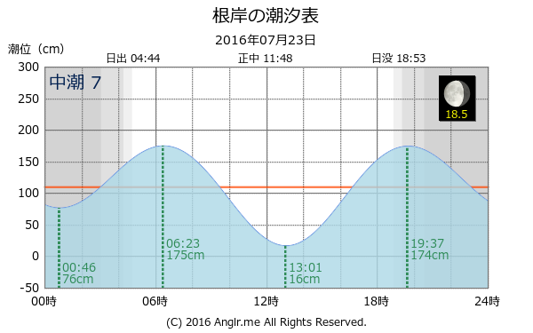 神奈川県 根岸のタイドグラフ