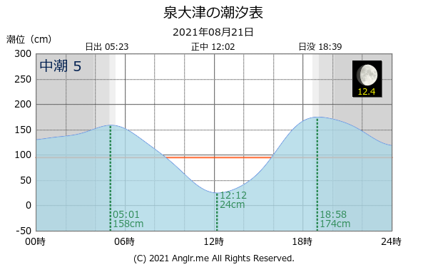 大阪府 泉大津のタイドグラフ