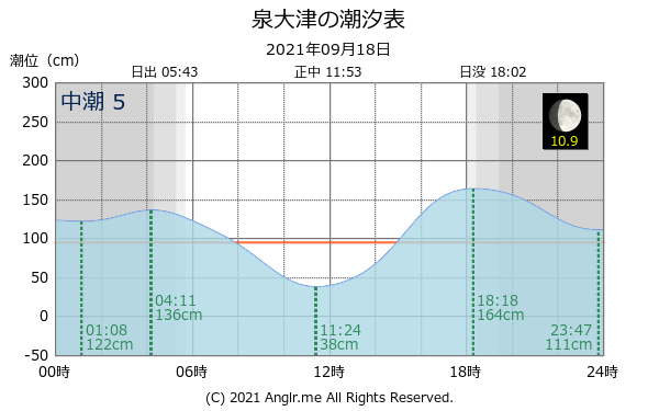 大阪府 泉大津のタイドグラフ