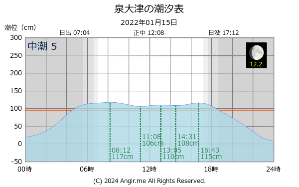 大阪府 泉大津のタイドグラフ