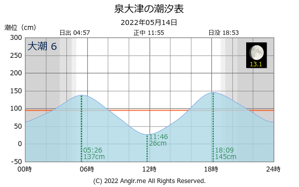 大阪府 泉大津のタイドグラフ