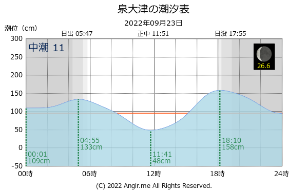 大阪府 泉大津のタイドグラフ