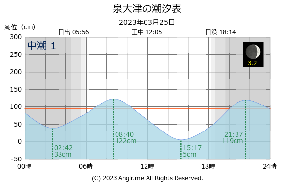 大阪府 泉大津のタイドグラフ