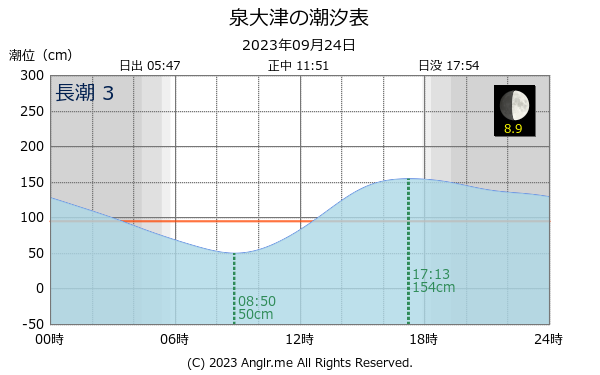 大阪府 泉大津のタイドグラフ