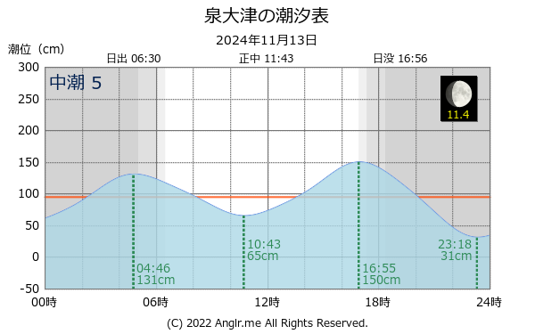 大阪府 泉大津のタイドグラフ