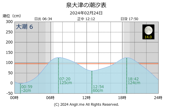 大阪府 泉大津のタイドグラフ