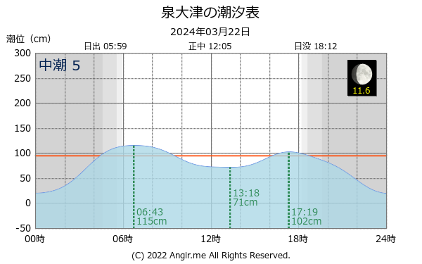 大阪府 泉大津のタイドグラフ