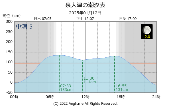 大阪府 泉大津のタイドグラフ