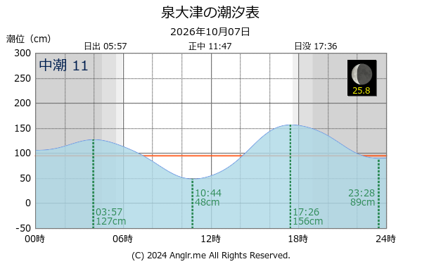 大阪府 泉大津のタイドグラフ