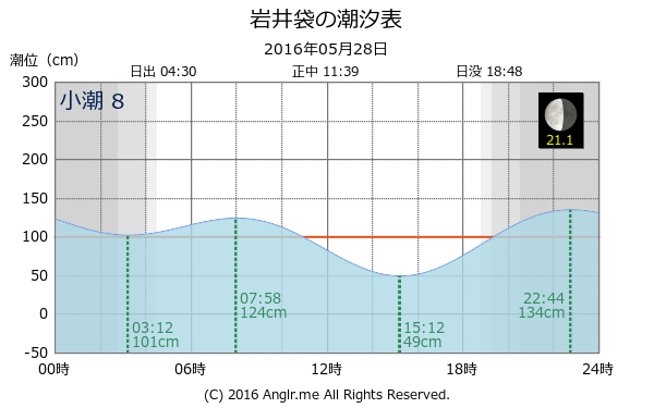 千葉県 岩井袋のタイドグラフ