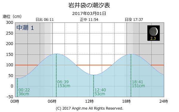 千葉県 岩井袋のタイドグラフ